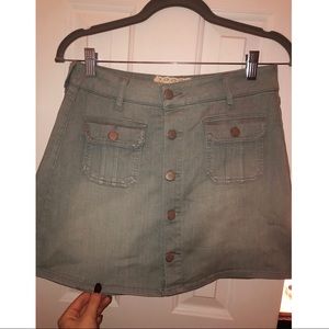 Denim high rise button up skirt